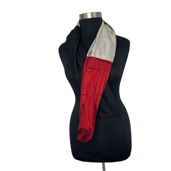 Xiao Magic Multi Colored Silk Scarf Art Purple Stripe Beetlejuice Wicked Goth - Picture 10 of 14